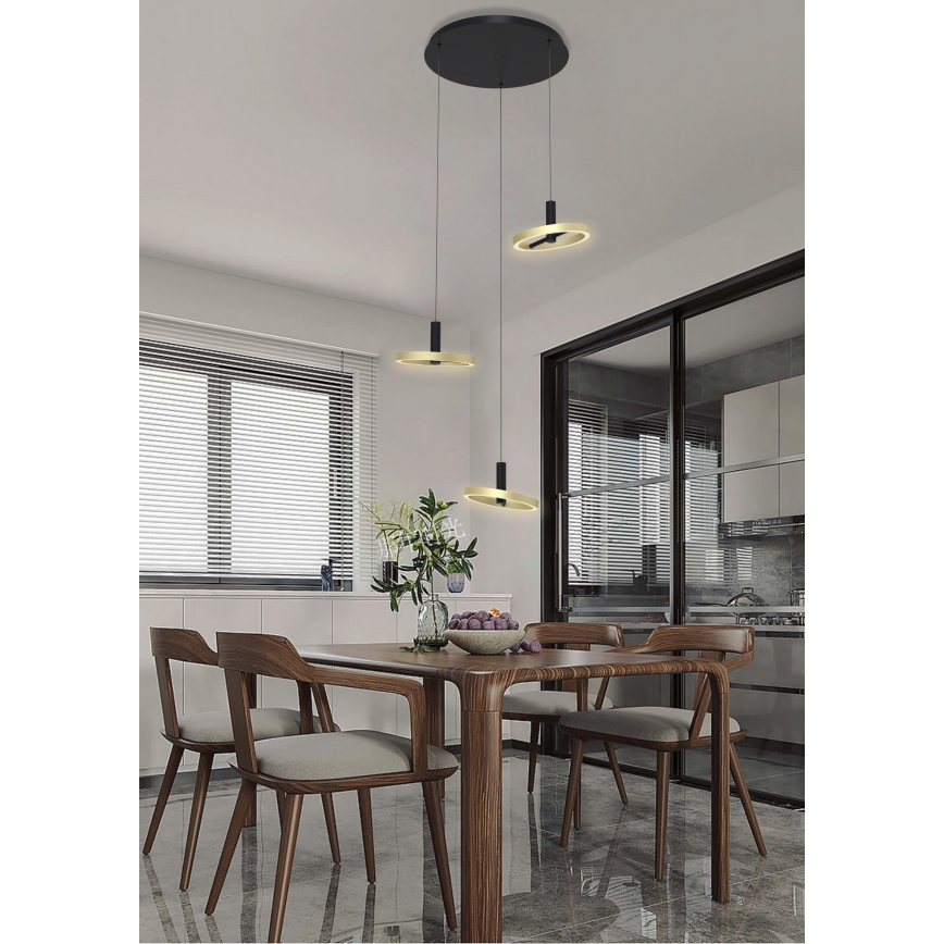 Wofi 5016-304 - LED Stmívatelný lustr na lanku BREST LED/26W/230V černá/zlatá