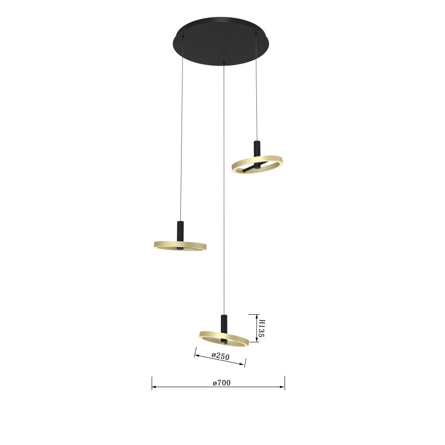 Wofi 5016-304 - LED Stmívatelný lustr na lanku BREST LED/26W/230V černá/zlatá