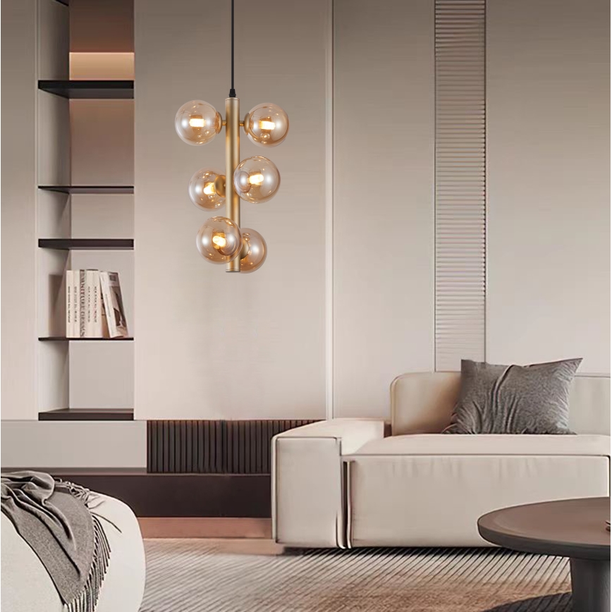 Wofi 6014-601W - LED Lustr na lanku VILLA 6xG9/3W/230V zlatá