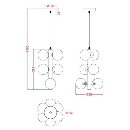 Wofi 6014-601W - LED Lustr na lanku VILLA 6xG9/3W/230V zlatá