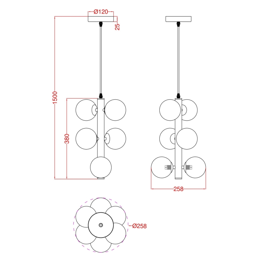 Wofi 6014-601W - LED Lustr na lanku VILLA 6xG9/3W/230V zlatá