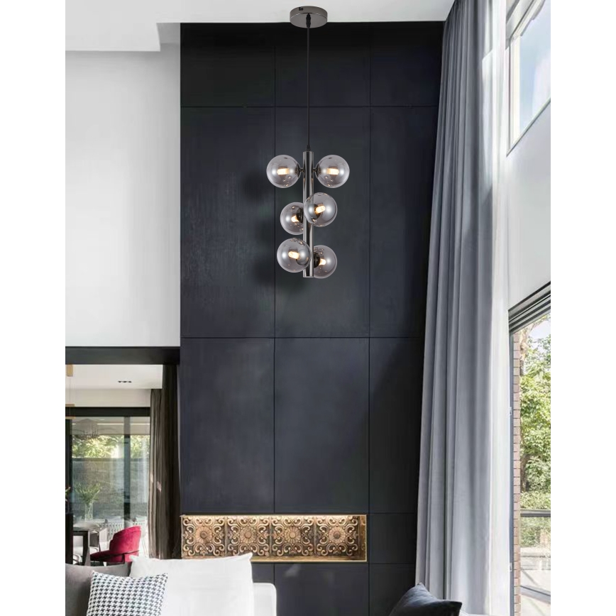 Wofi 6014-605W - LED Lustr na lanku VILLA 6xG9/3W/230V černá
