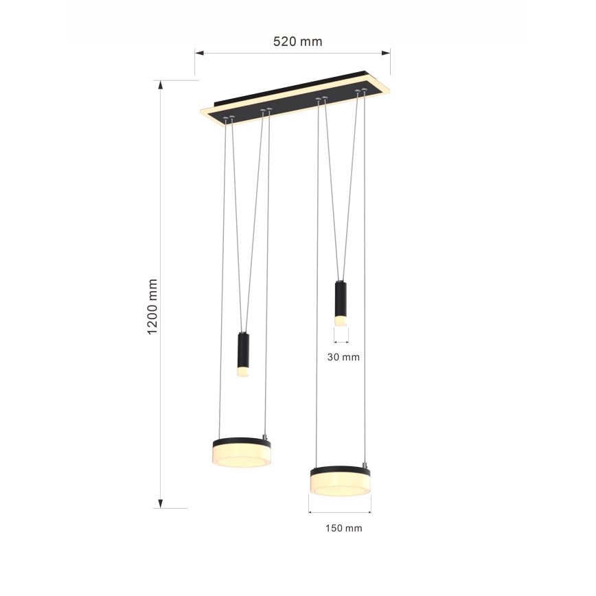 Wofi 6054-502 - LED Stmívatelný lustr na lanku JESSE LED/21W/230V černá