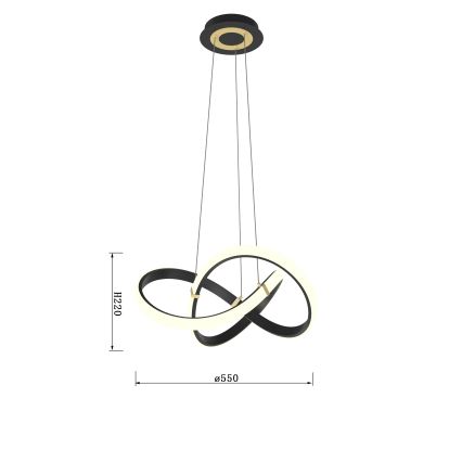 Wofi 6134-104 - LED Stmívatelný lustr na lanku INDIGO LED/44W/230V černá/zlatá