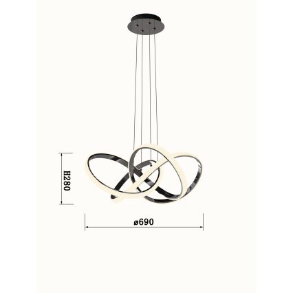 Wofi 6134-105L - LED Stmívatelný lustr na lanku INDIGO LED/50W/230V černá/lesklý chrom