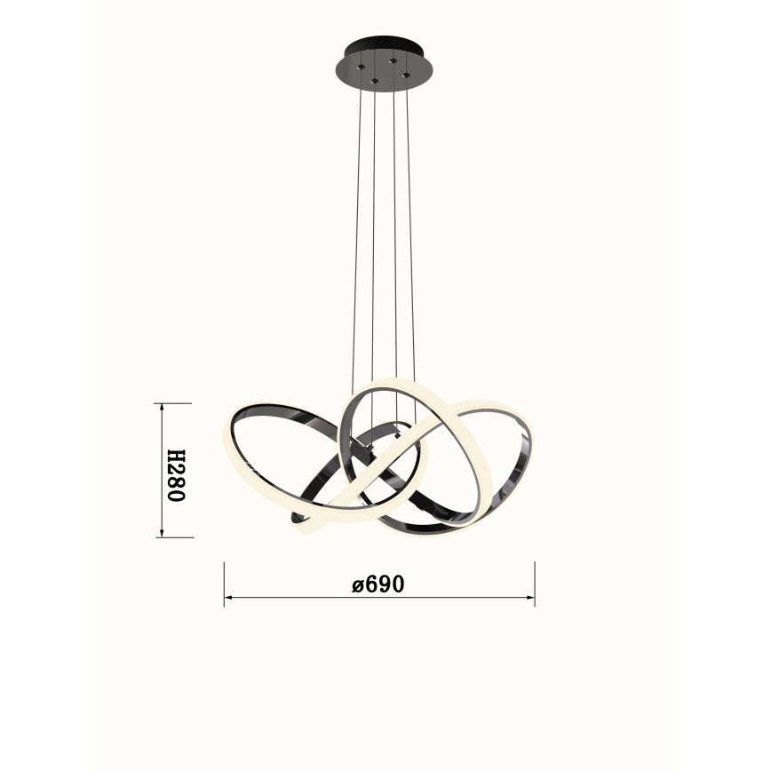 Wofi 6134-105L - LED Stmívatelný lustr na lanku INDIGO LED/50W/230V černá/lesklý chrom