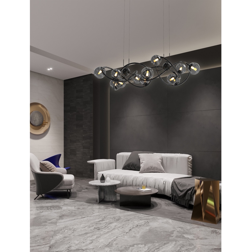 Wofi 7014-1405 - LED Lustr na lanku NANCY 14xG9/3,5W/230V černá/lesklý chrom