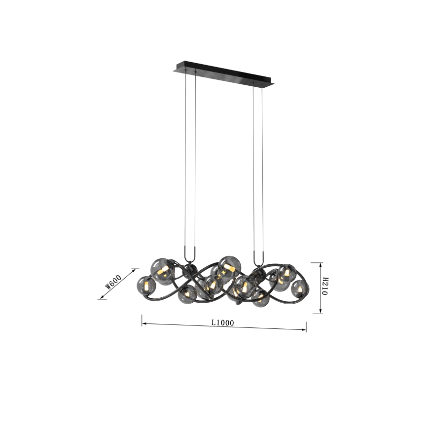 Wofi 7014-1405 - LED Lustr na lanku NANCY 14xG9/3,5W/230V černá/lesklý chrom