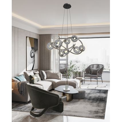 Wofi 7014-805 - LED Lustr na lanku NANCY 8xG9/3,5W/230V černá/lesklý chrom