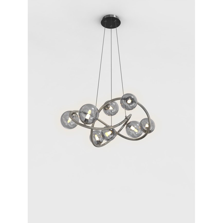 Wofi 7014-805 - LED Lustr na lanku NANCY 8xG9/3,5W/230V černá/lesklý chrom