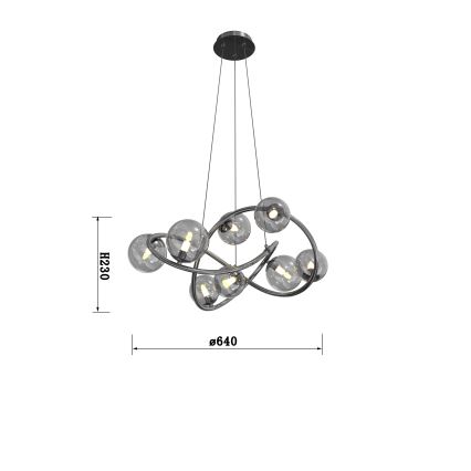 Wofi 7014-805 - LED Lustr na lanku NANCY 8xG9/3,5W/230V černá/lesklý chrom