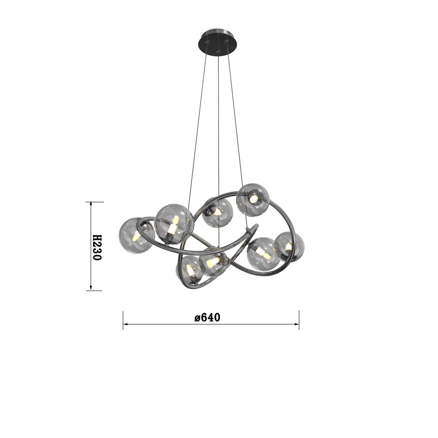Wofi 7014-805 - LED Lustr na lanku NANCY 8xG9/3,5W/230V černá/lesklý chrom