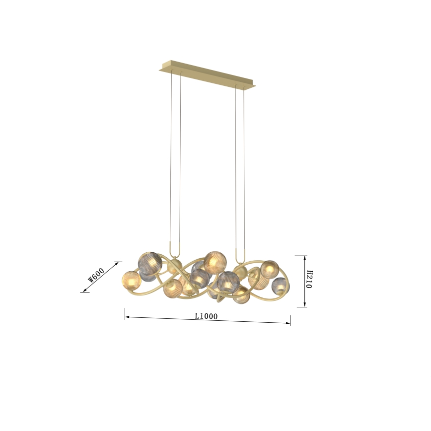 Wofi 7015-1404 - LED Lustr na lanku METZ 14xG9/3,5W/230V zlatá/šedá