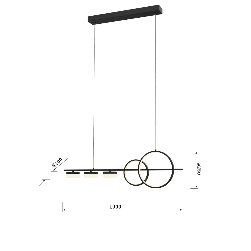 Wofi 7030-502 - LED Stmívatelný lustr na lanku MESSINA LED/40W/230V černá