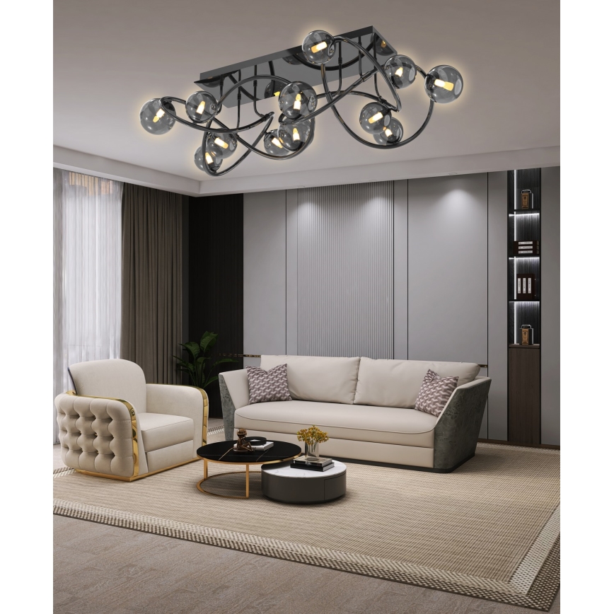 Wofi 9014-1205 - LED Přisazený lustr NANCY 12xG9/3,5W/230V černá/lesklý chrom