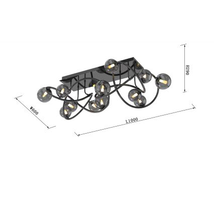 Wofi 9014-1205 - LED Přisazený lustr NANCY 12xG9/3,5W/230V černá/lesklý chrom