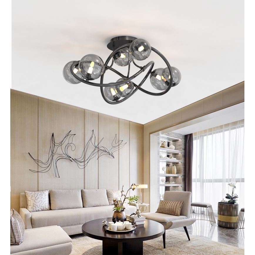 Wofi 9014-805 - LED Přisazený lustr NANCY 8xG9/3,5W/230V černá/lesklý chrom