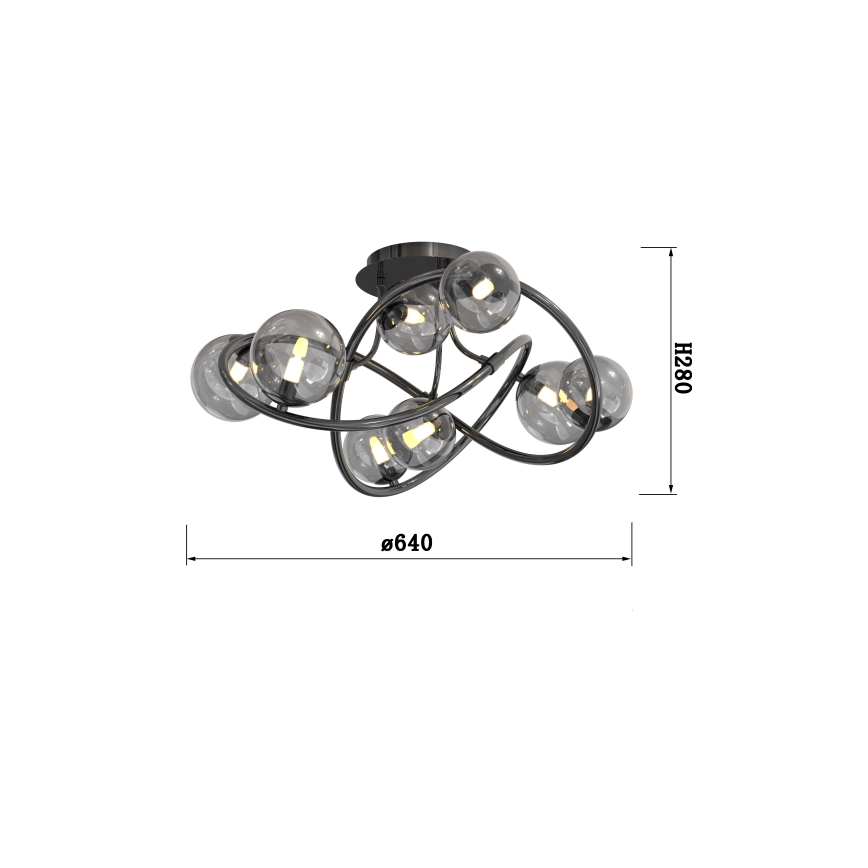 Wofi 9014-805 - LED Přisazený lustr NANCY 8xG9/3,5W/230V černá/lesklý chrom