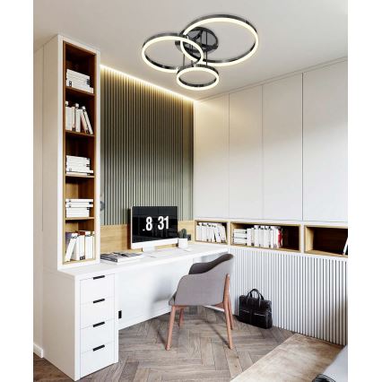 Wofi 9049-405 - LED Stmívatelný přisazený lustr PERPIGNAN LED/51W/230V černá/lesklý chrom