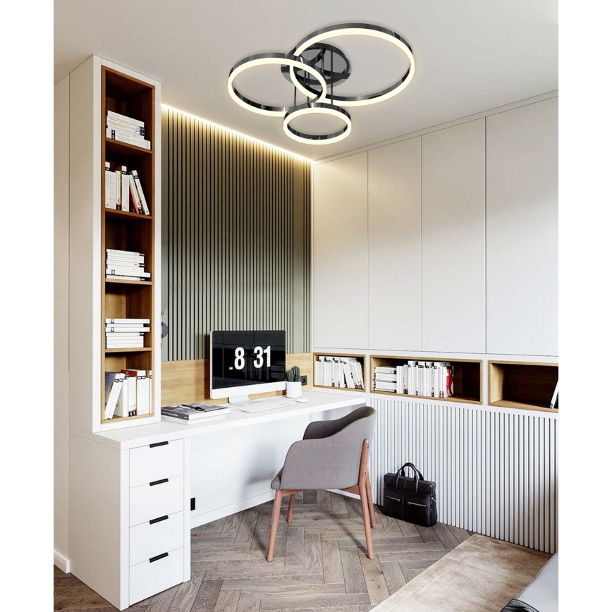 Wofi 9049-405 - LED Stmívatelný přisazený lustr PERPIGNAN LED/51W/230V černá/lesklý chrom