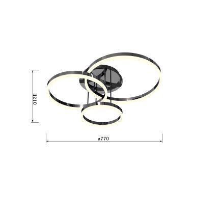 Wofi 9049-405 - LED Stmívatelný přisazený lustr PERPIGNAN LED/51W/230V černá/lesklý chrom