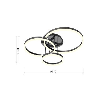 Wofi 9049-405 - LED Stmívatelný přisazený lustr PERPIGNAN LED/51W/230V černý chrom