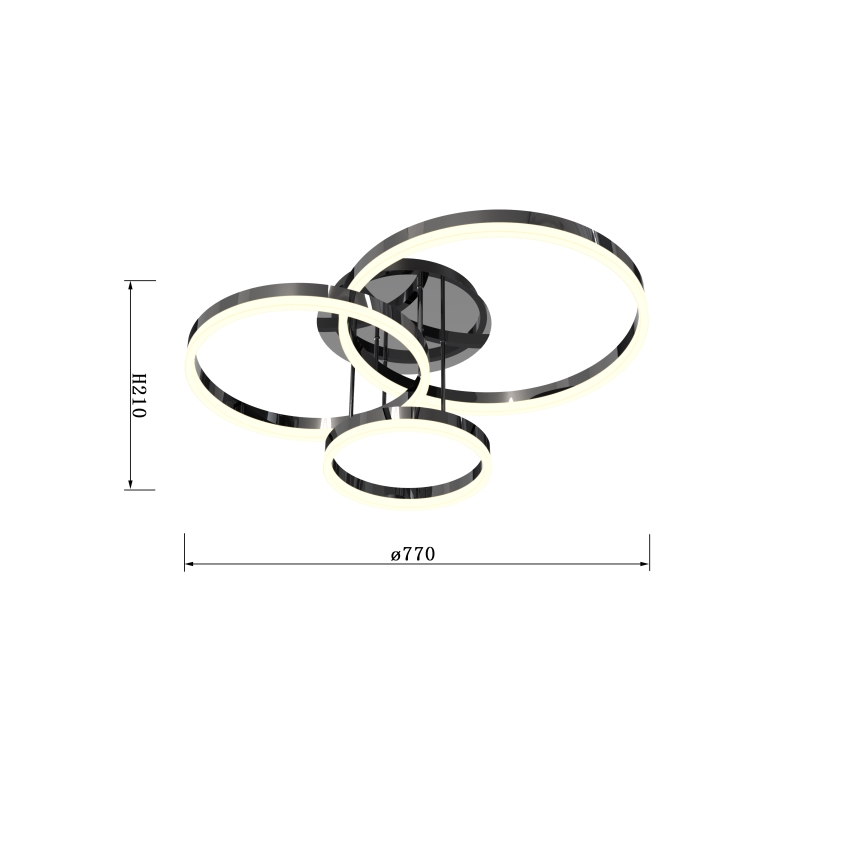 Wofi 9049-405 - LED Stmívatelný přisazený lustr PERPIGNAN LED/51W/230V černá/lesklý chrom