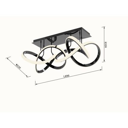 Wofi 9134-205 - LED Stmívatelný přisazený lustr INDIGO LED/64W/230V černá/lesklý chrom