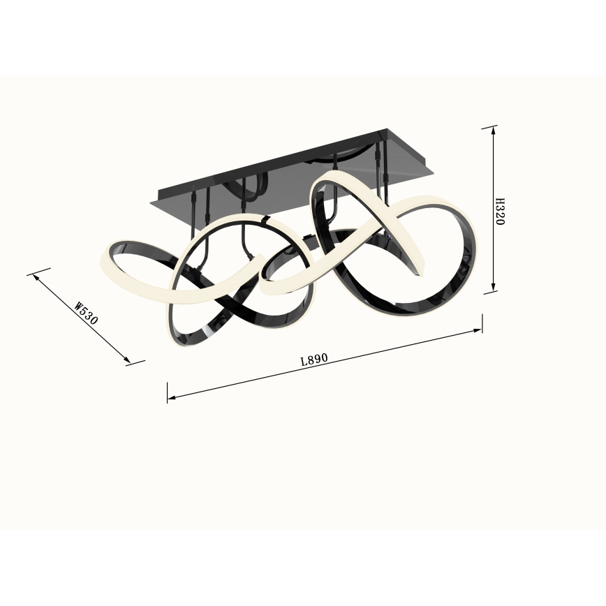 Wofi 9134-205 - LED Stmívatelný přisazený lustr INDIGO LED/64W/230V černá/lesklý chrom