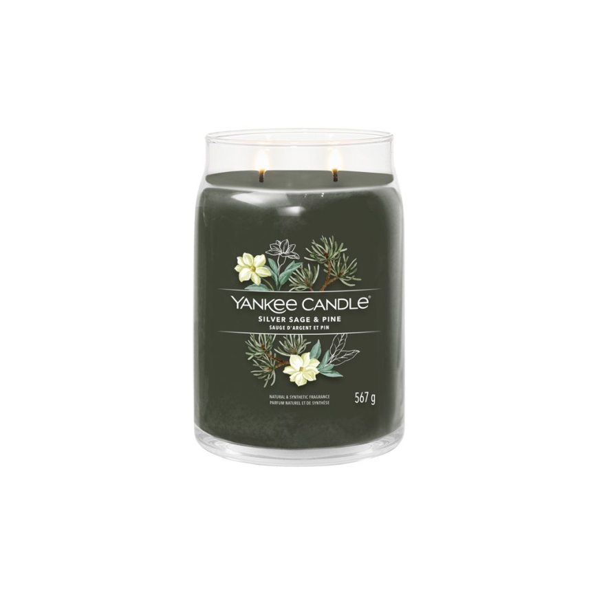 Yankee Candle - Vonná svíčka SILVER SAGE & PINE velká 567g 60-90 hod.