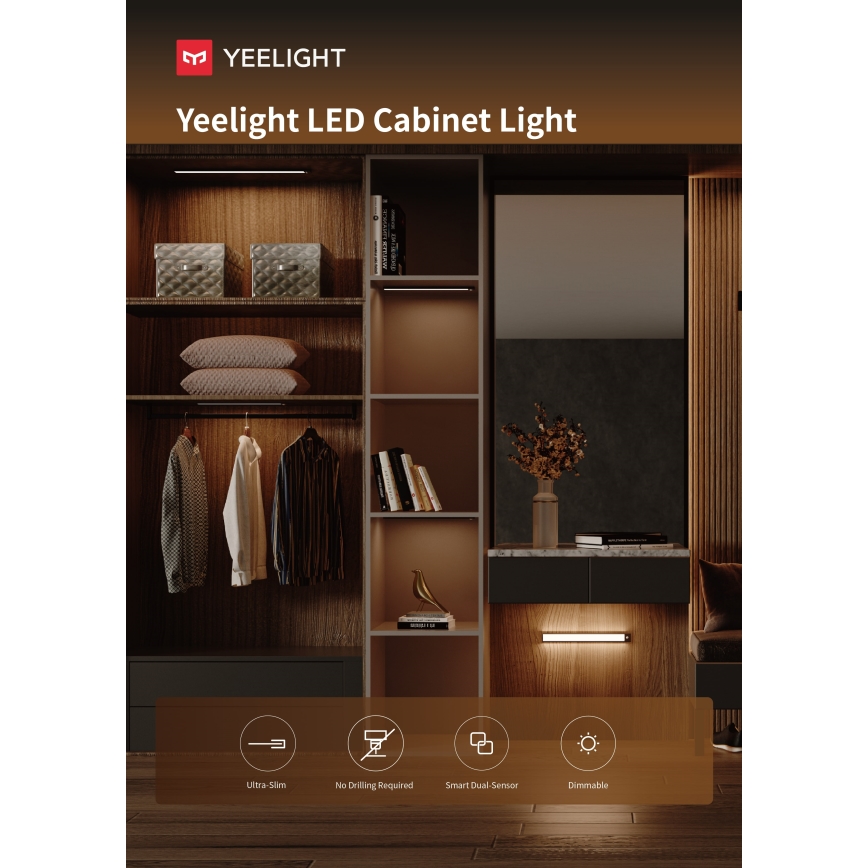 Yeelight - LED Stmívatelné nabíjecí osvětlení nábytku se senzorem LED/1,8W/1100 mAh 4000K 20 cm stříbrná