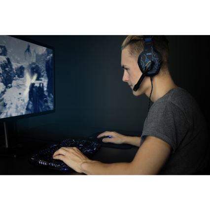 Yenkee - LED Herní sluchátka s mikrofonem černá/modrá