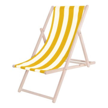 Zahradní lehátko žlutá/bílá/buk