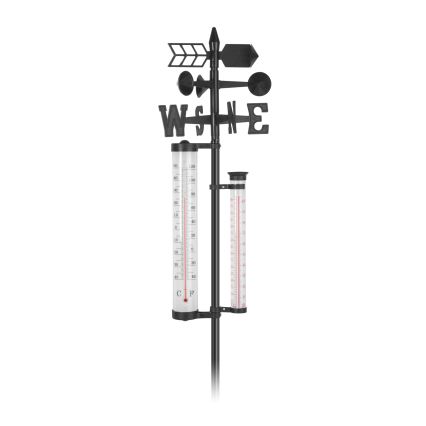 Zahradní meteorologická stanice 3v1 145 cm černá
