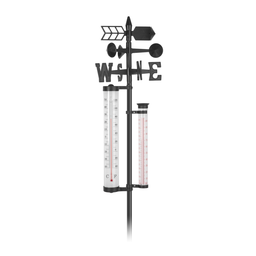 Zahradní meteorologická stanice 3v1 145 cm černá