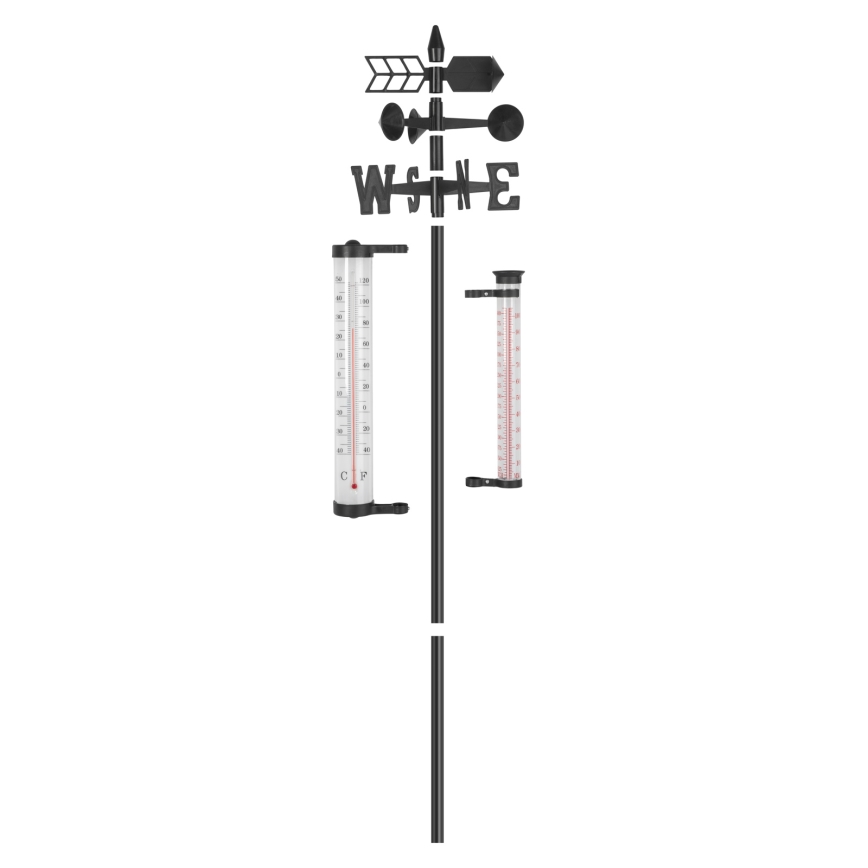 Zahradní meteorologická stanice 3v1 145 cm černá