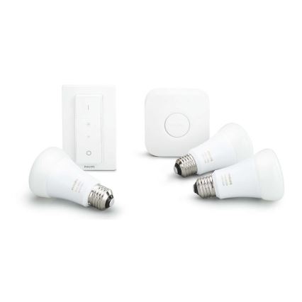 Základní sada Philips Hue STARTER KIT WHITE 3xE27/9W 2700K + Hue bridge a dimmer switch