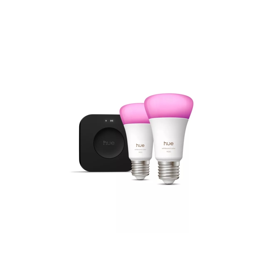 Základní sada Philips Hue WHITE AND COLOR AMBIANCE 2xE27/8,1W 1000-20000K + Hue bridge
