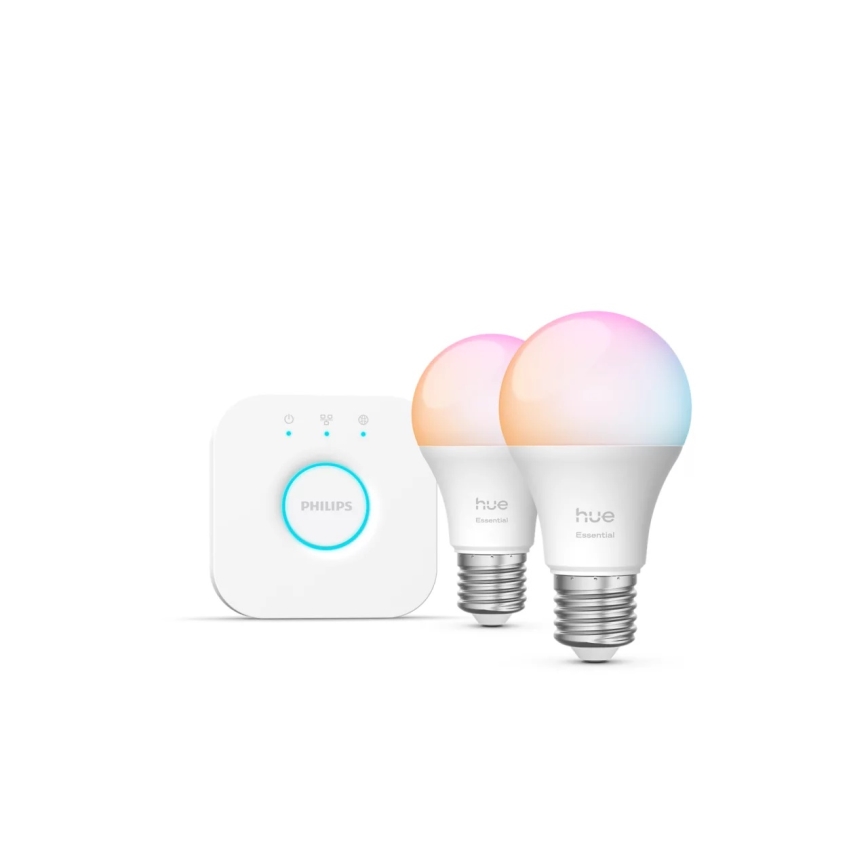 Základní sada Philips Hue White And Color Ambiance Essential 2xE27/8W/230V 2200-6500K + zařízení k propojení