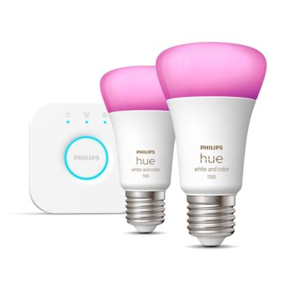 Základní sada Philips Hue WHITE AND COLOR AMBIANCE 2xE27/9W/230V 2000-6500K + zařízení k propojení