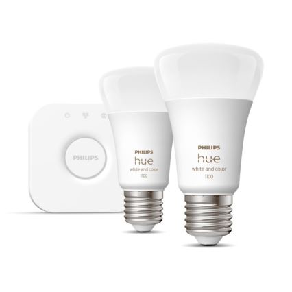 Základní sada Philips Hue WHITE AND COLOR AMBIANCE 2xE27/9W/230V 2000-6500K + zařízení k propojení