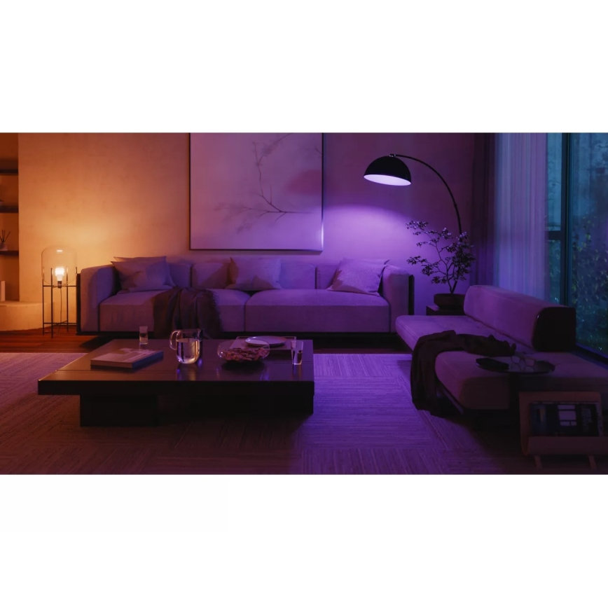 Základní sada Philips Hue WHITE AND COLOR AMBIANCE 3xE27/8,1W 1000-20000K + Hue bridge a dimmer switch