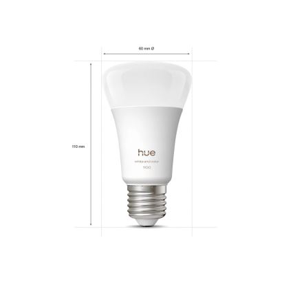 Základní sada Philips Hue WHITE AND COLOR AMBIANCE 3xE27/8,1W 1000-20000K + Hue bridge a dimmer switch
