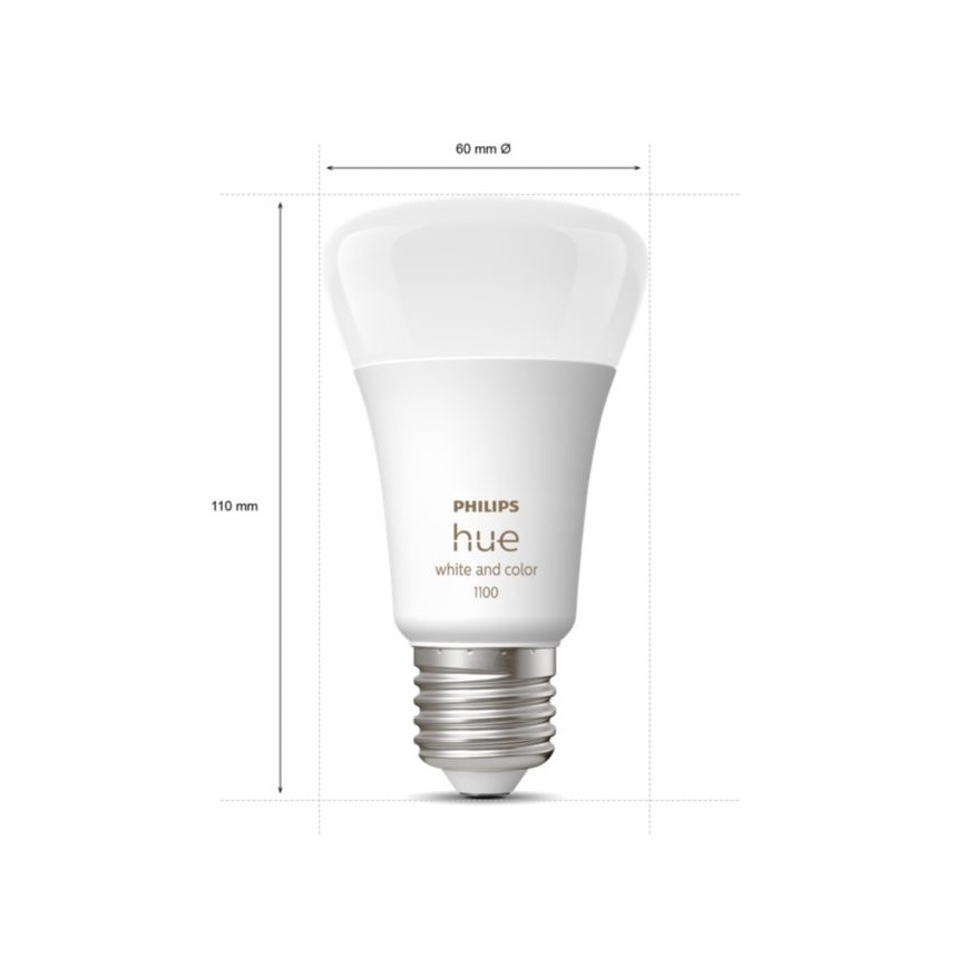 Základní sada Philips Hue WHITE AND COLOR AMBIANCE 3xE27/9W 2000-6500K + Hue bridge a dimmer switch