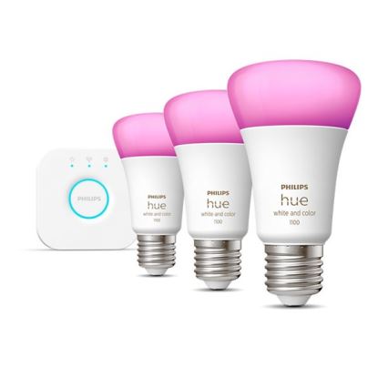 Základní sada Philips Hue WHITE AND COLOR AMBIANCE 3xE27/9W/230V 2000-6500K + Hue bridge