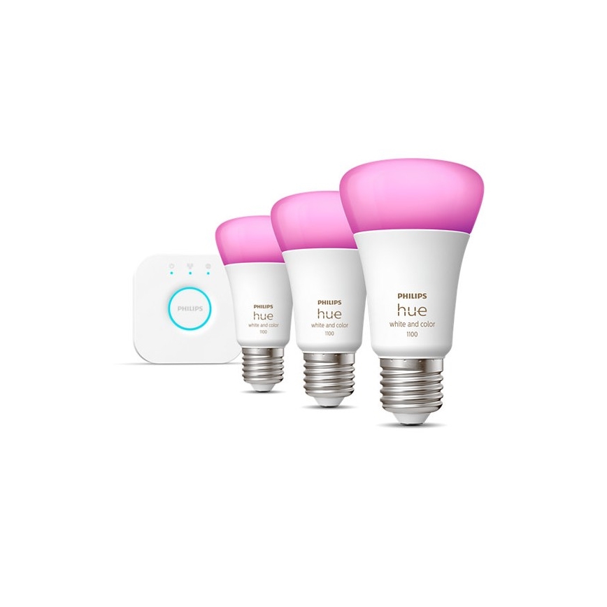 Základní sada Philips Hue WHITE AND COLOR AMBIANCE 3xE27/9W/230V 2000-6500K + zařízení k propojení
