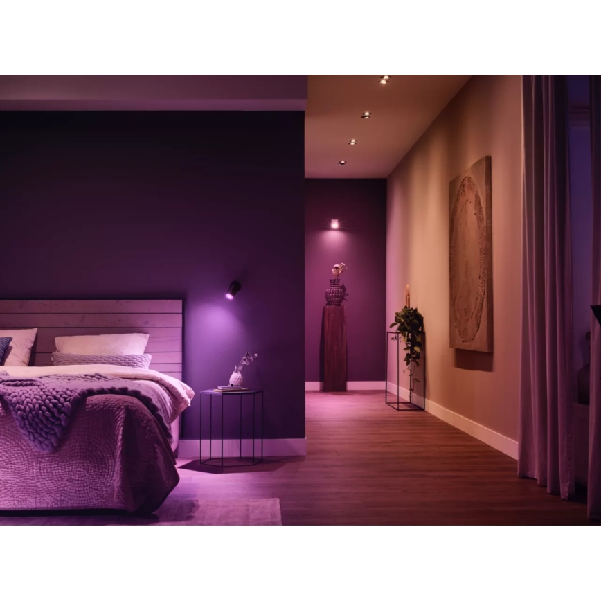 Základní sada Philips Hue WHITE AND COLOR AMBIANCE 3xGU10/4,2W 2000-6500K + Hue bridge a dimmer switch