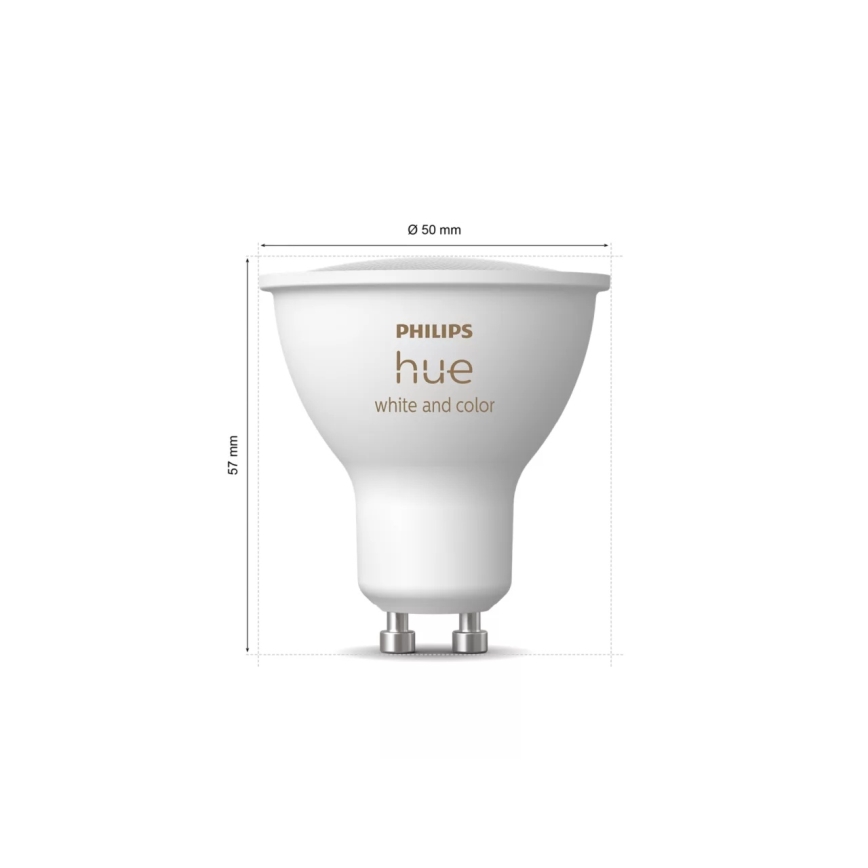 Základní sada Philips Hue WHITE AND COLOR AMBIANCE 3xGU10/4,2W 2000-6500K + Hue bridge a dimmer switch