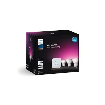 Základní sada Philips Hue WHITE AND COLOR AMBIANCE 3xGU10/4,2W/230V 2200-6500K + Hue bridge