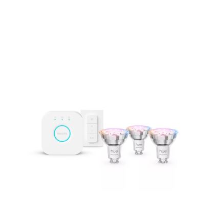 Základní sada Philips Hue White And Color Ambiance Essential 3xGU10/4,7W/230V 2200-6500K + Hue bridge